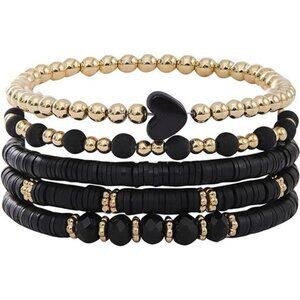 Stackable Clay Bracelets Set Colorful Beaded Stretch Summer Beach Boho Jewelry